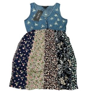 NWT Young Threads Western Boho Cowgirl Patchwork mini Dress Women's S M L XL